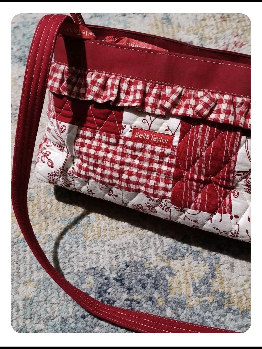 Bella Taylor Red Quilted Patchwork Crossbody Bag